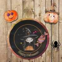 Halloween Monsters Little Witch Paper Plates