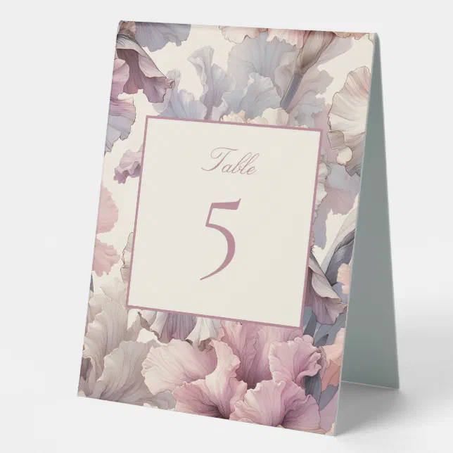 Elegant Chic Blush Pink Floral Table Number Sign