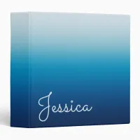 Seaside Sky and Ocean Blue Ombre 3 Ring Binder