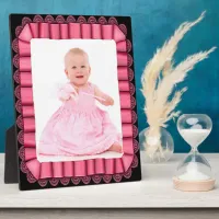 Personalized Baby Photo Pink Lace Ribbon Frame