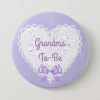 Purple Lacy Grandma-To-Be Baby Shower Button