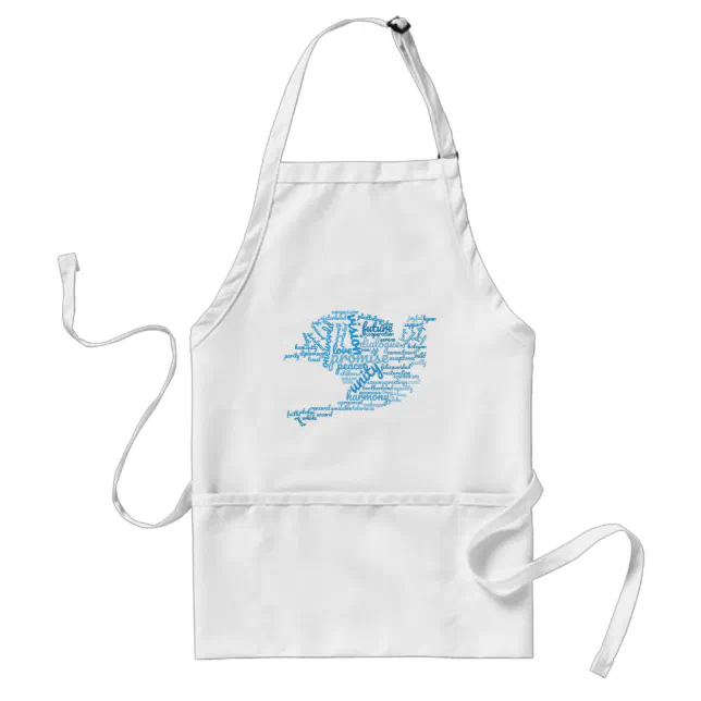 Inspirational Elegant Dove of Peace Tag Cloud Adult Apron