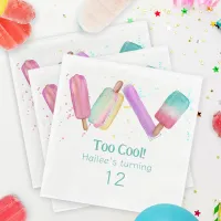 Ice Pop Too Cool Fun Summer Kids Birthday Party Napkins