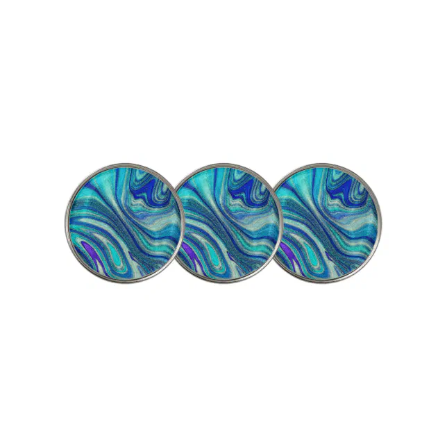 Elegant Aquamarine Paua Rainbow Shell Inspired Golf Ball Marker