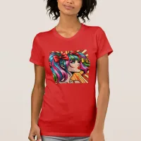 Pretty Pop Art Comic Girl Colorful Ai Art T-Shirt