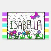 Isabella - The Name Isabella Whimsical Drawing Rectangular Sticker