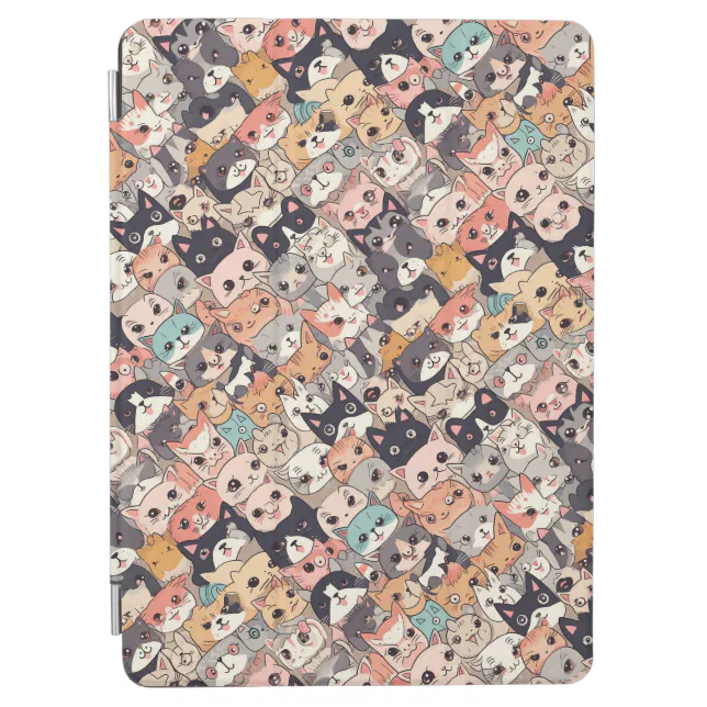 Anime cats repeating pattern iPad air cover