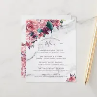 Vintage Pink Floral Marble Mothers Day Brunch Menu