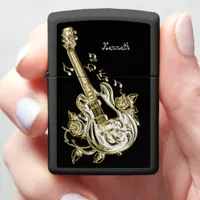 Golden Guitar Creates Radiant Harmony Zippo Lighter