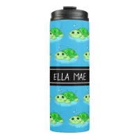 Personalized Cute Turtle Cartoon Name  Thermal Tumbler