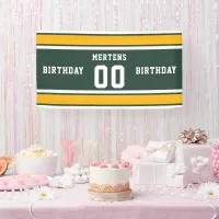 Sports Team Name Number Green Gold White Birthday Banner