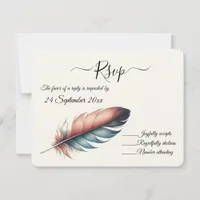 Whispers of Grace Feathered Elegance Minimalism RSVP Card