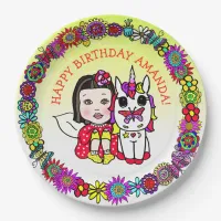 Personalized Happy Birthday Unicorn and Fairy Paper Plates