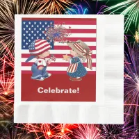 Vintage Celebrate American Flag Luncheon Napkin