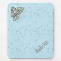 Blue Winter Celtic Knots and Snowflakes Mouse Pad