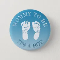 Blue Footprints boy Baby Shower Mom to be Button