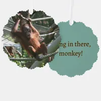 Baby Orangutan - Hang in there Monkey Ornament Card