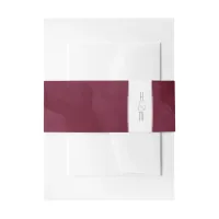 Dreamy Watercolor Abstract Wedding Burgundy ID817 Invitation Belly Band