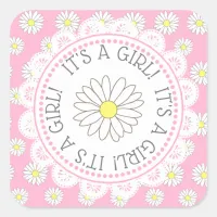 ITS A GIRL BABY SHOWER  Daisy Themed Stickers