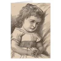 Sad Little Girl Vintage Illustration