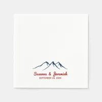 Rustic Mountains in Blue and Red Wedding Reception Napkins