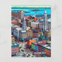 Burlington, Vermont Comic Book Style Art Postcard