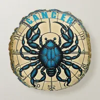 Cancer Astrology Sign Round Pillow