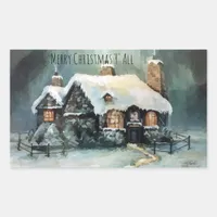 Merry Christmas Y'All Marvelous Winter Night  Rectangular Sticker