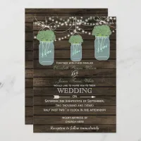 Barnwood, sage mason jar wedding invitations