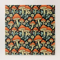 Retro Mushrooms Vintage Flowers Impossible Jigsaw Puzzle