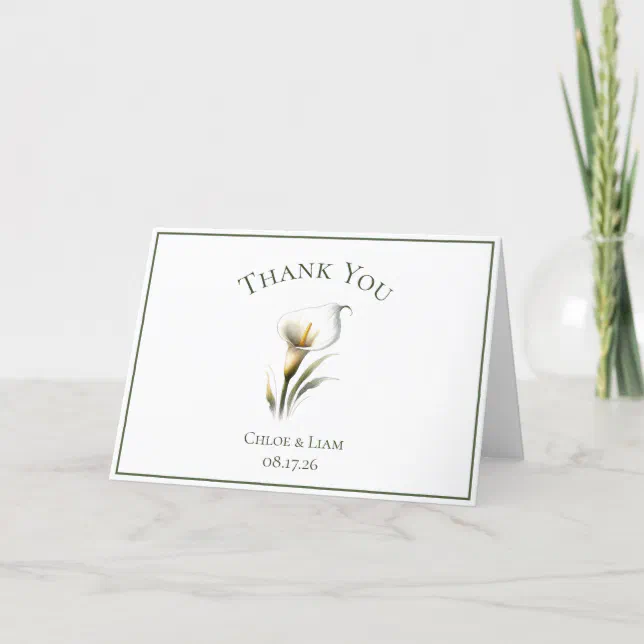 Elegant Custom Calla Lily Flower Wedding Thank You