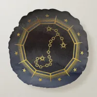 Dark Zodiac Astrology: Scorpio Black & Gold Round Pillow