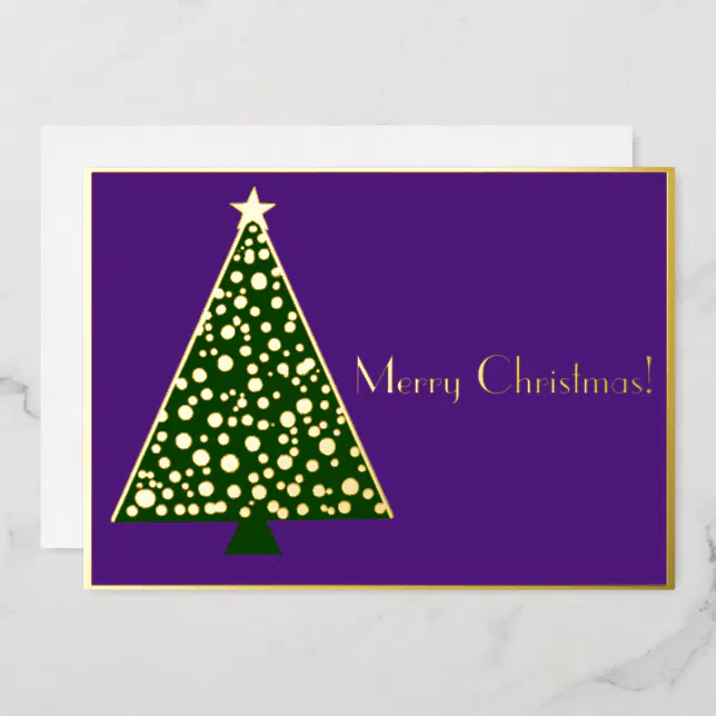 Simple Christmas tree - merry christmas Foil Invitation