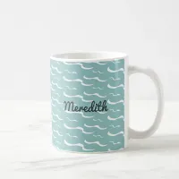 Nautical Sea Waves Summer Beach House Personalized Coffee Mug