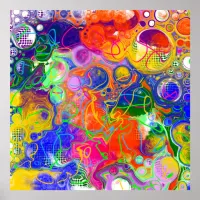 Disco Ball Electricity Fluid Art Poster