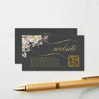 Floral Drama Wedding QR Code Charcoal ID1022 Enclosure Card