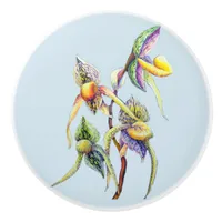 Blue orchids  painting ceramic knob