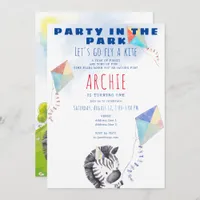 Kite Zebra Any Age Toddler Picnic Birthday Party Invitation