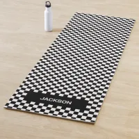 Black White Checker Pattern Personalized Yoga Mat