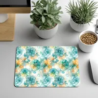 Teal Yellow Alcohol Ink Illustration  Mouse Pad