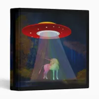 Unicorn Under UFO Rainbow Beam at Night, ZKoA 3 Ring Binder