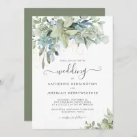 Elegant Eucalyptus Greenery Script Wedding Invitation