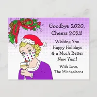 Goodbye 2020 Christmas Humor Funny Retro Lady Postcard