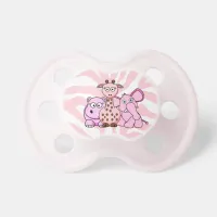 Jungle or Zoo  Animals Baby Pink Girl  Pacifier