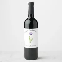 Minimalist Deep Purple Tulip Wedding Reception Wine Label