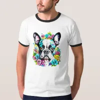 Ai Boston Terrier surrounded by Flowers T-Shirt