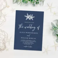 Modern Starfish Navy Blue Nautical Beach Wedding Invitation