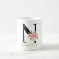 Watercolor Floral Monogram Coffee Mug