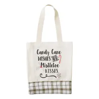 candy cane wishes and mistletoe kisses zazzle HEART tote bag