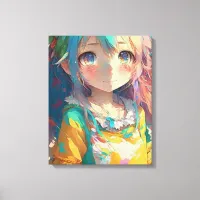 Beautiful Colorful Anime Girl Canvas Print